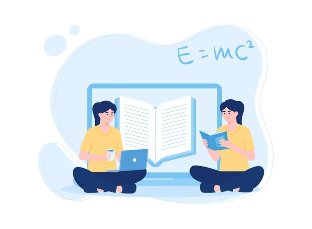 people sitting with laptops discussing math lessons concept flat illustratiuon