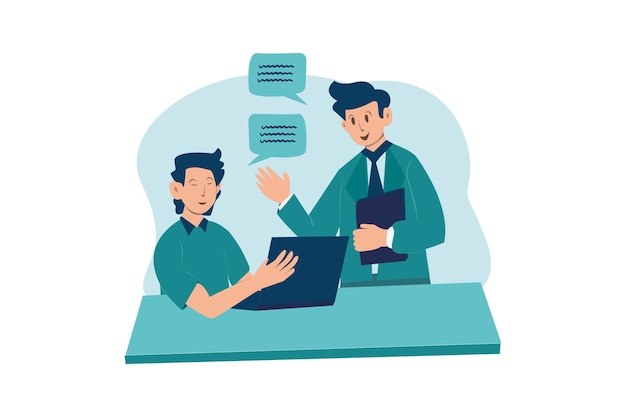 People talking about business progress Vector Flat Illustration