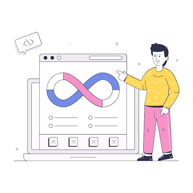 Person monitoring data chart isometric illustration of web analytics