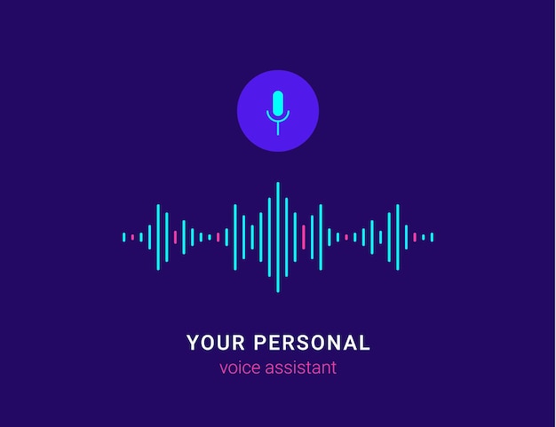 Personal assistant and voice recognition concept flat vector illustration of intelligent technology