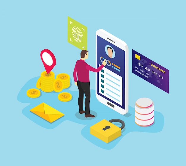 Personal data information concept with men people access data with sign icon symbol of security privacy