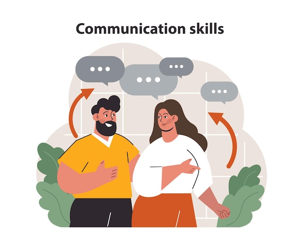 Personal growth professional or personal development character with communication skill effective