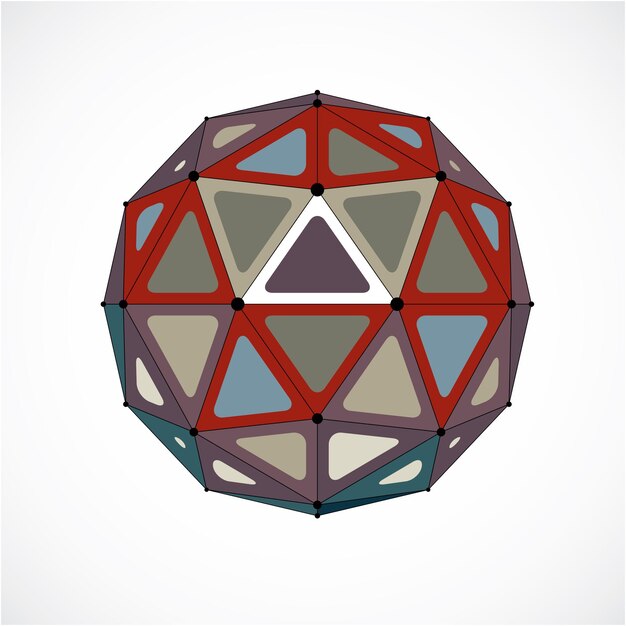 Perspective technology shape with black lines and dots connected, polygonal wireframe object. Abstract colorful faceted element for use as design structure on communication technology theme