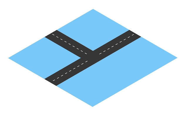 Perspective view from above to the city map quarter of the highway