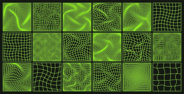 Perspektiiviverkon linjaamat Wireframe-muodot d-ruudukko low poly -geometriset elementit retrofuturistinen design