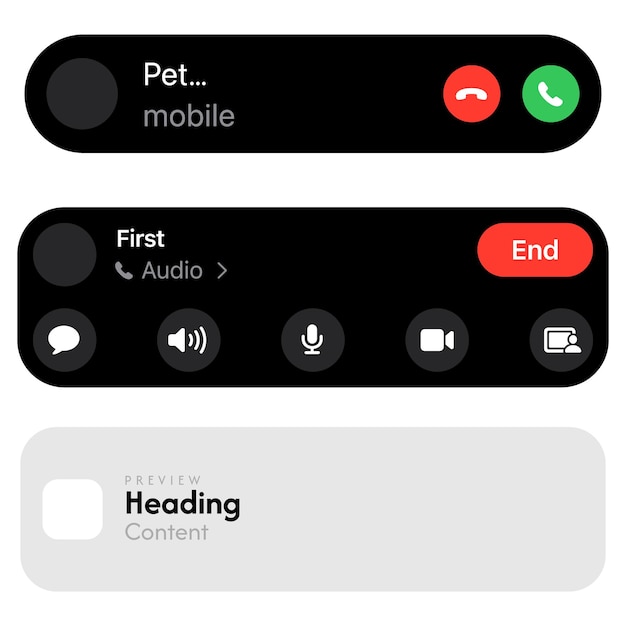 phone call icon answer accept and decline call icons with green and red buttons