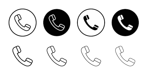 Phone icon Black line art vector logo set