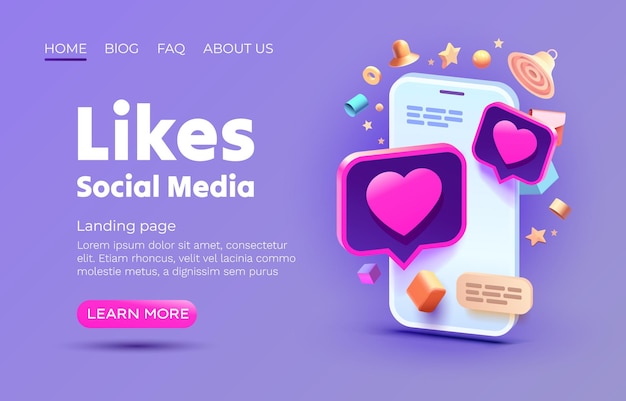 Phone Like social media Landing page web app Vector