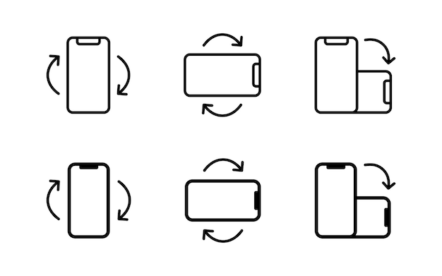 phone rotation icon set phone screen rotate vector illustration display turn symbol