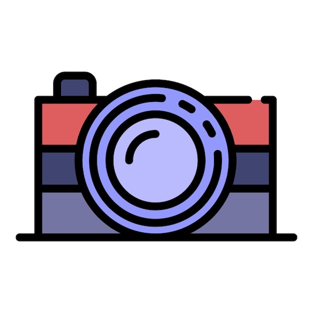 Photo camera icon Outline photo camera vector icon color flat isolated
