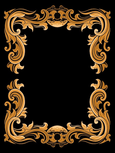 photo frame vector design with luxury classic engraving style color editable