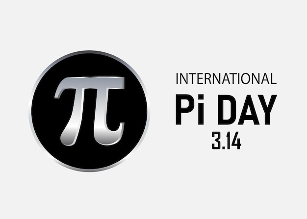 Pi Day Scientific illustration of the pi sign in silver color Endless conceptVector