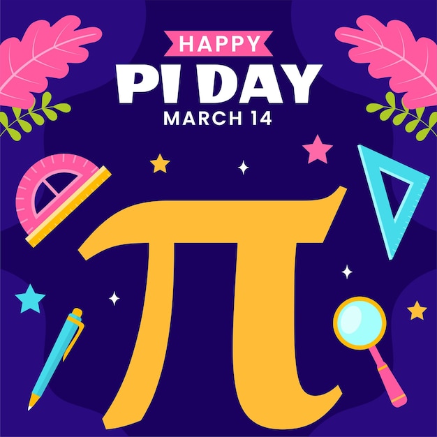 Pi Day Social Media Illustration Flat Cartoon Hand Drawn Templates Background