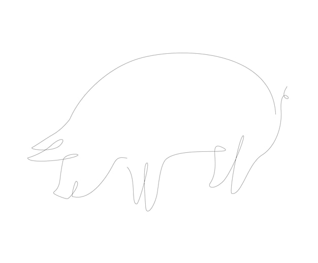 Pig one line illustration Pork single line Household animals line art vector