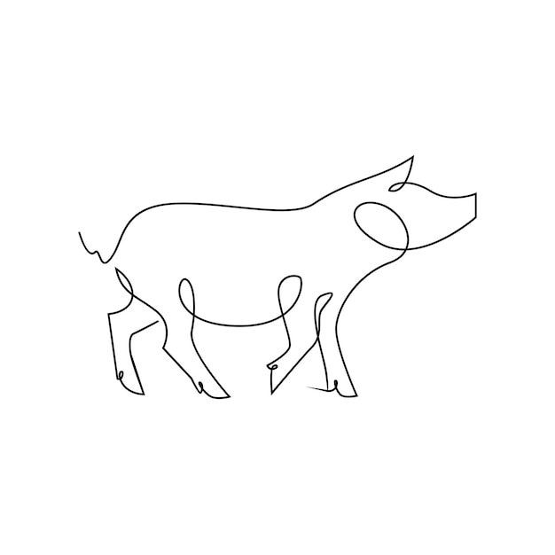 Pig single line illustration drawing