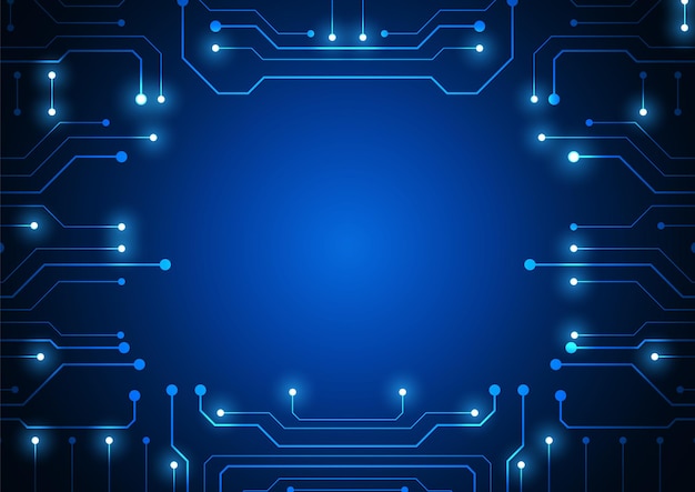 Piiriteknologiatausta, jossa on huipputekninen digitaalinen tiedonsiirtojärjestelmä ja tietokoneen elektroninen design