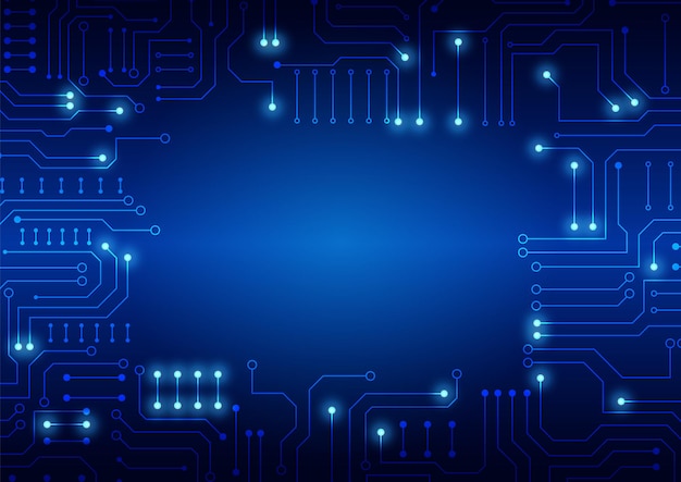 Piiriteknologiatausta, jossa on huipputekninen digitaalinen tiedonsiirtojärjestelmä ja tietokoneen elektroninen design