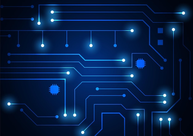 Piiriteknologiatausta, jossa on huipputekninen digitaalinen tiedonsiirtojärjestelmä ja tietokoneen elektroninen design