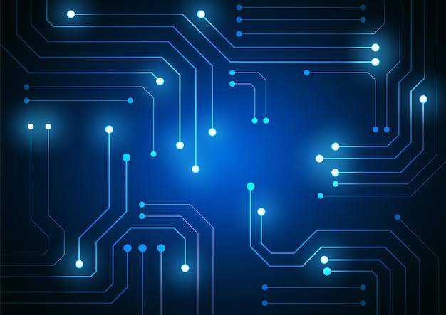 Piiriteknologiatausta, jossa on huipputekninen digitaalinen tiedonsiirtojärjestelmä ja tietokoneen elektroninen design