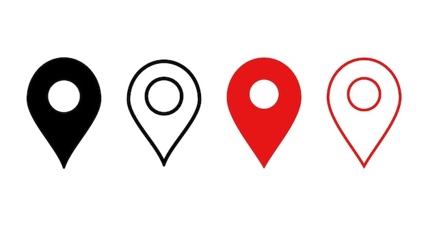 Pin icon set Location icon vector destination icon map pin