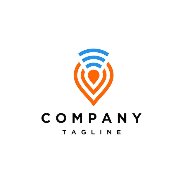 Pin map with wifi signal logo icon vector template