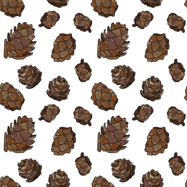 pine cone seamless pattern botanical hand drawn vector background