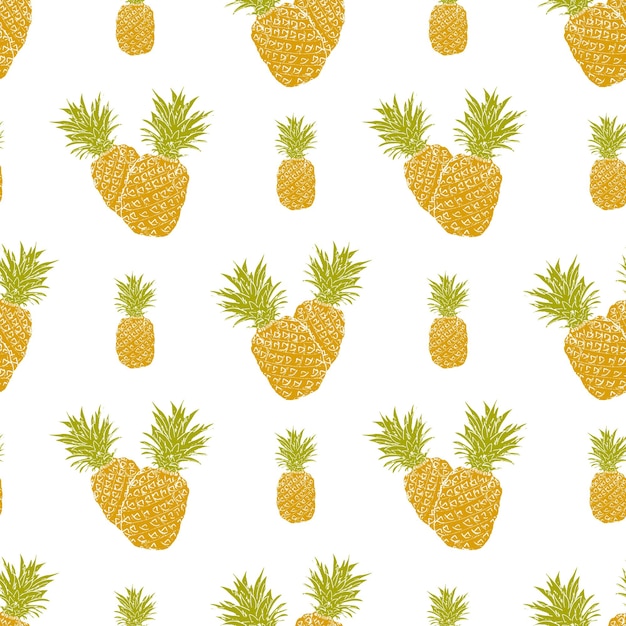 Pineapple fruit Seamless pattern vector illustration