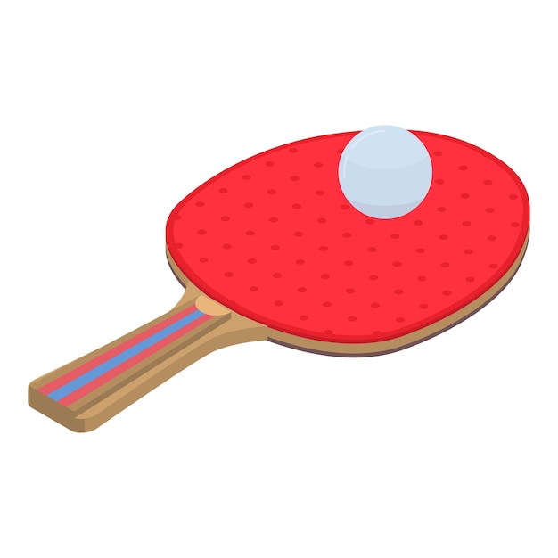 Ping pong racket with ball icon Isometric of ping pong racket with ball vector icon for web design isolated on white background