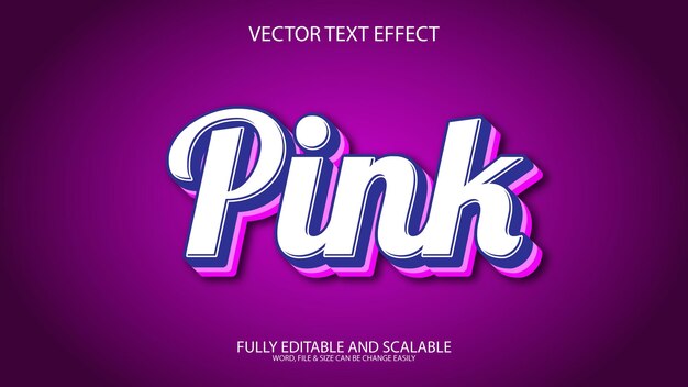 Pink 3D Fully Editable Eps Vector Text Effect