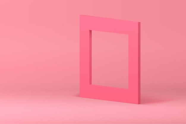 Pink 3d squared frame isometric wall boundary mock up for cosmetic product show presentation vector illustration Realistic geometric angular border elegant feminine beauty sale shopping promo