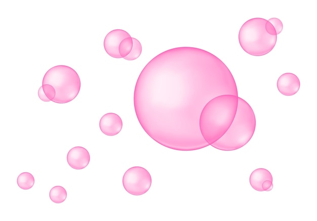 Pink glass or plastic balls Strawberry bubble gum texture Soap foam bath suds sweet fizzy water