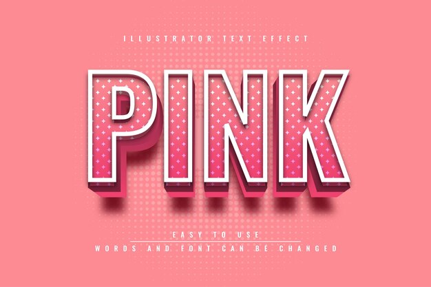 pink ilustrator editable 3d text effect template design