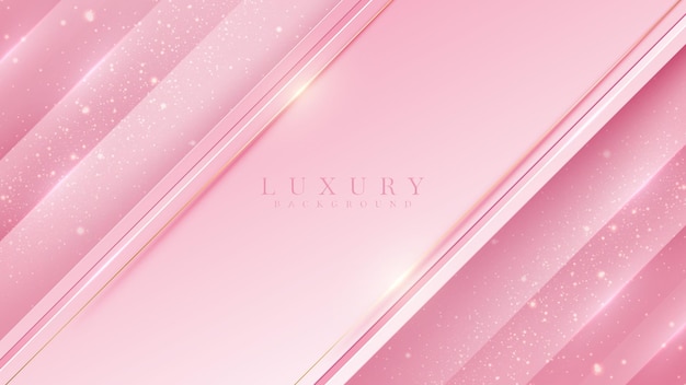 Pink luxury background with glitter gold lines, Modern cover design. Vector illustration.