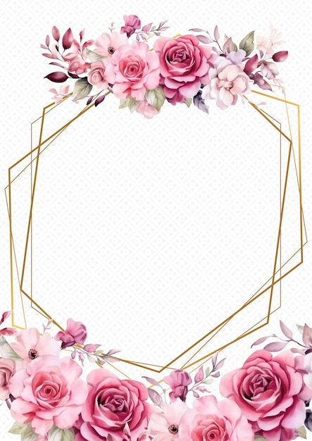 Pink modern background invitation template with floral and flower