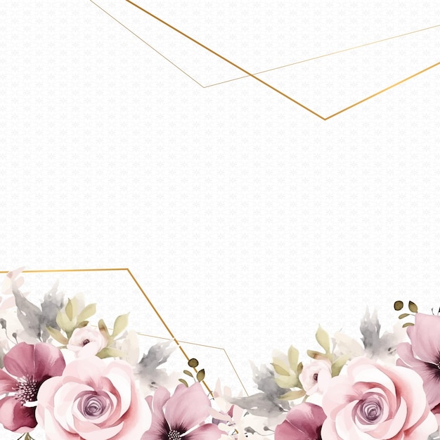 Pink modern background watercolor invitation with floral and flower