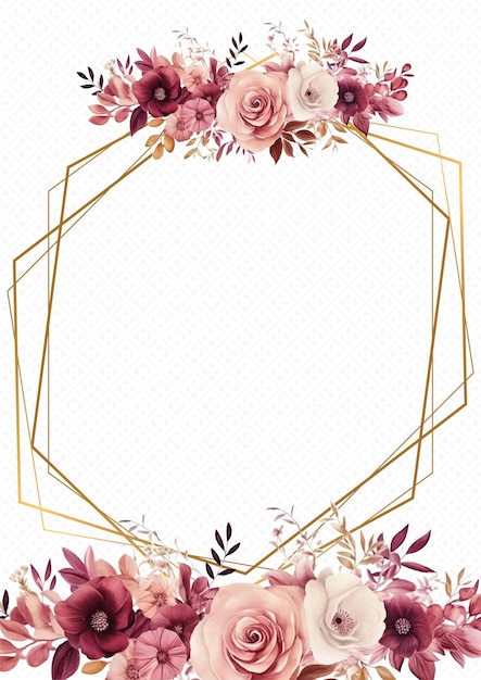 Pink white and red modern background invitation template with floral and flower
