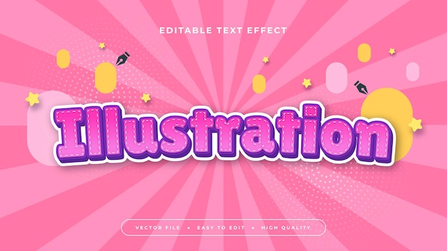 Pink yellow and purple violet illustration 3d editable text effect font style