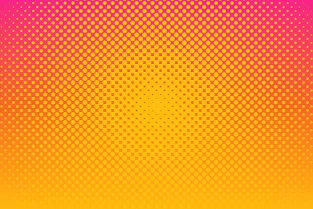 Pink yellow pop art background with halftone dots in retro comic style Vector illustration