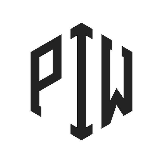 PIW Logo Design Initial Letter PIW Monogram Logo using Hexagon shape
