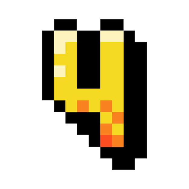 pixel 8 bit number four or numeral vector illustration mathematical pixelated digit