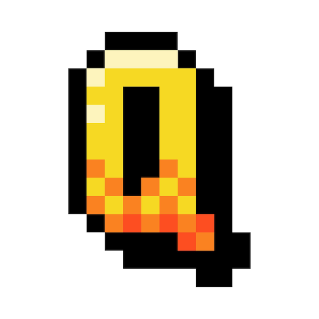 pixel 8 bit uppercase letter q as font and alphabet vector illustration alphabetical character from typeset