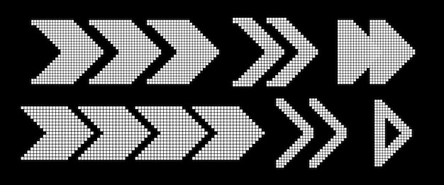 Pixel arrows collection Set of dotted arrow