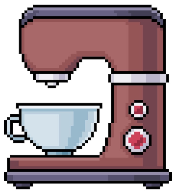 pixel art coffee machine vector icon for 8bit game on white background