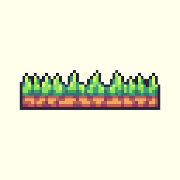 Pixel art grass vector icon for 8bit game on white background