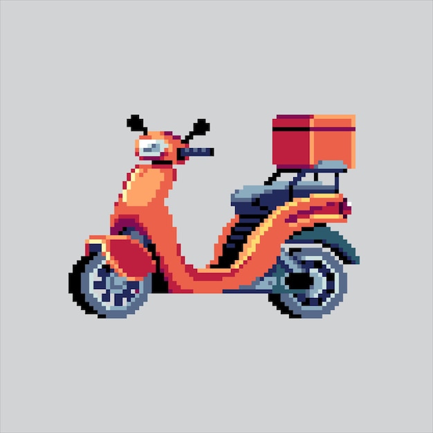 Pixel art illustration Delivery Motorbike Pixelated Logistic Motorcycle Logistic Delivery Scooter