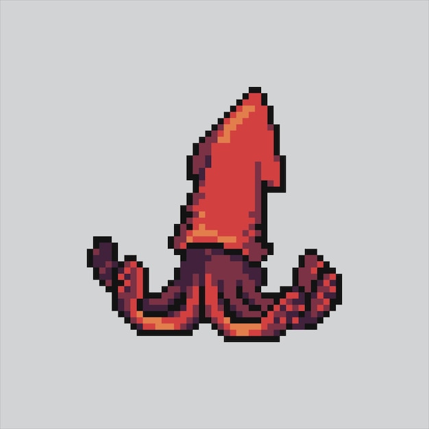 Pixel art illustration Squid Pixelated Squid Ocean Squid sea animal pixelated for the pixel art ga