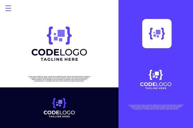 Pixel code Coding tech logo design
