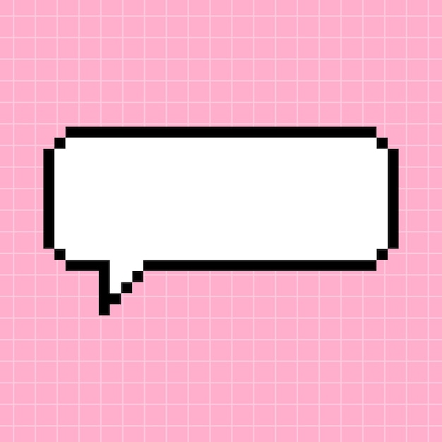 Pixel narrow horizontal dialog box on a pink checkered background Illustration in the style