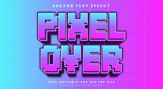 Pixel Over editable text effect template with modern style