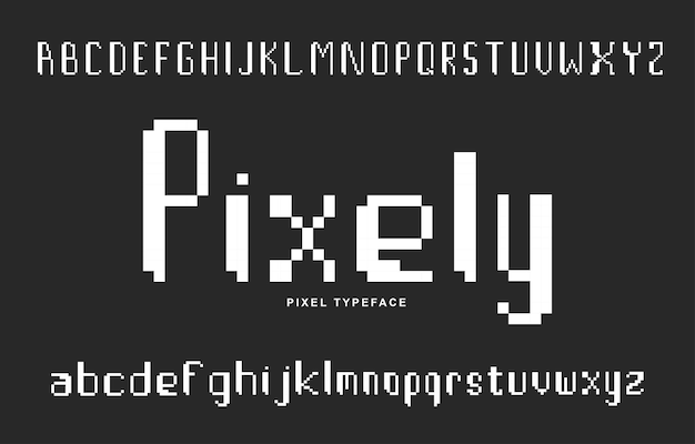 Pixel style font in black background